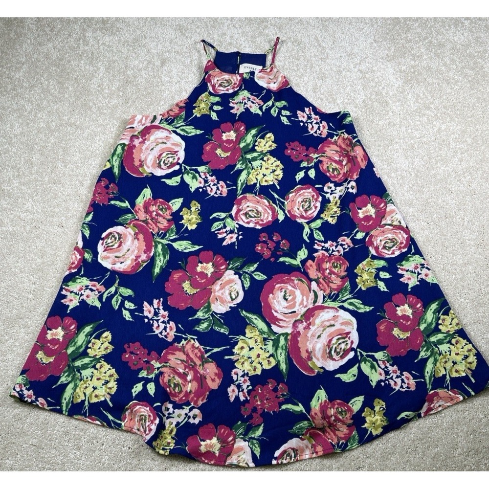 Everly Womens Size‎ M Blue Floral Lines Dress BloomCore New